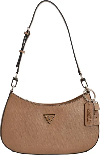 GUESS NOELLE TOP ZIP SHOULDER BAG - Beige, Einheitsgröße - Damen-Schultertaschen mit glänzenden goldfarbenen Beschlägen, ideal für stilbewusste Frauen. Praktische Innenaufteilung mit Reißverschlusstasche und Kartenfächern.