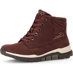 Gabor Stiefeletten Stiefelette - Wanderschuhe für Damen - Elegante Stiefelette aus rotem Rauleder mit praktischem Reißverschluss, Schnürung und Wechselfußbett für optimalen Tragekomfort.