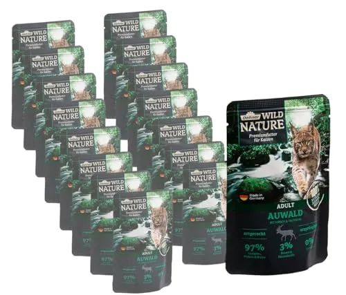 Dehner Wild Nature Katzenfutter Auwald - Getreidefreies Nassfutter für ausgewachsene Katzen, mit hohem Fleischanteil und natürlichen Zutaten, ideal für eine artgerechte Ernährung.