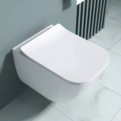 doporro Hänge-WC Toilette Aachen308 - Modernes spülrandloses Hänge-WC mit Soft-Close-Funktion für leisen und sanften Deckelabfall. Ideal für jedes Badezimmer, einfache Montage dank DIN-Anschlüssen.