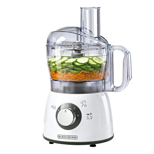 Black+Decker FX400 5in1 Multifunktionale Küchenmaschine 400W Power Motor, Raspeln, Schneiden, Häckseln, Kneten, Emulgieren, 1.2 Liter, 2 Stufen, leicht zu reinigen, sehr kompakt