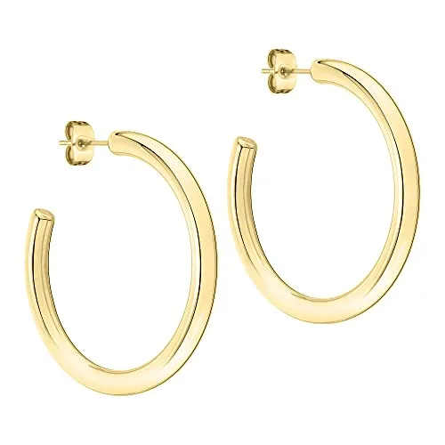 LIEBESKIND Creolen LJ-0901-E-40 IP Gold - Elegante Ohrringe für Damen aus Edelstahl in IP Gold, 4 cm lang mit Steckverschluss. Ideal als Geschenk für jeden Anlass und perfekt kombinierbar mit anderem Schmuck.