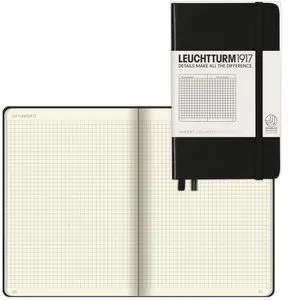 Leuchtturm1917 Notizbuch 318898 Pocket, A6, kariert, 93 Blatt, schwarz, Hardcover