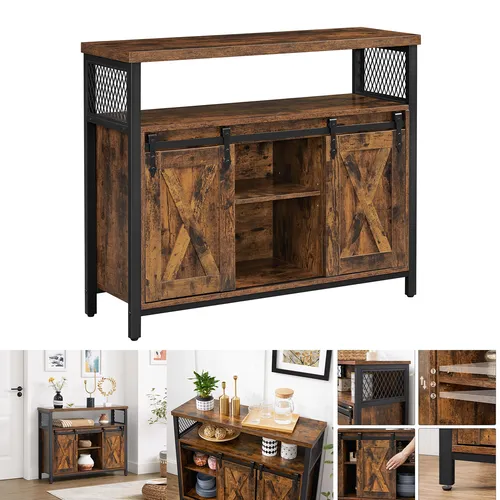 Vasagle Kommode Sideboard mit 2 Schiebetüren in braun von VASAGLE