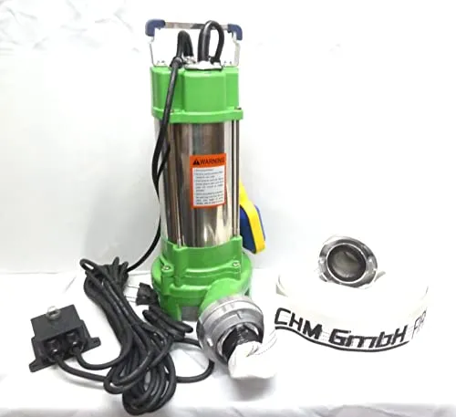 CHM GmbH® Profi Fäkalienpumpe V750 mit 20m C-Schlauch - Wasserpumpen mit 750 Watt Leistung, ideal für schnelle Entwässerung dank 18000 l/h Fördermenge und integriertem Trockenlaufschutz.