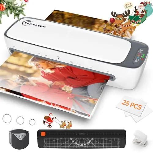 Laminiergerät, Laminiergerät A3 A4 Mit 25Pcs Laminierfolien, 9-in-1 Laminiergerät A3 A4 A5 A6, Laminator Mit papierschneider Eckenabrunder, Laminiermaschinen Für Fotos Für Den Heimgebrauch Büro Schule