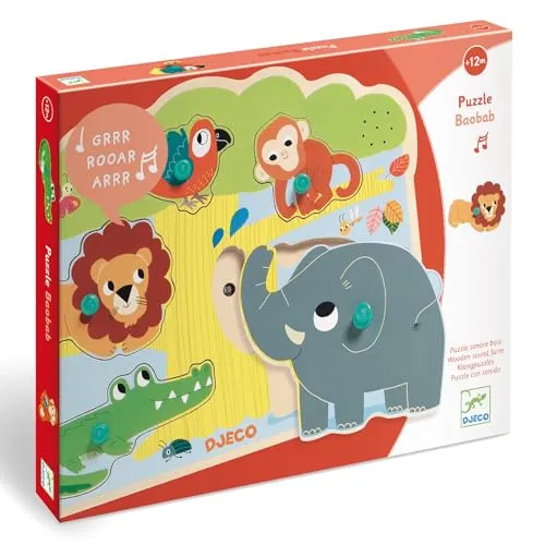Djeco DJ01708 Sounds Puzzles, gemischt - Klassische Puzzles mit Soundeffekten, fördern die Phantasie und sind ideal als Geschenk für kreative Kinder.