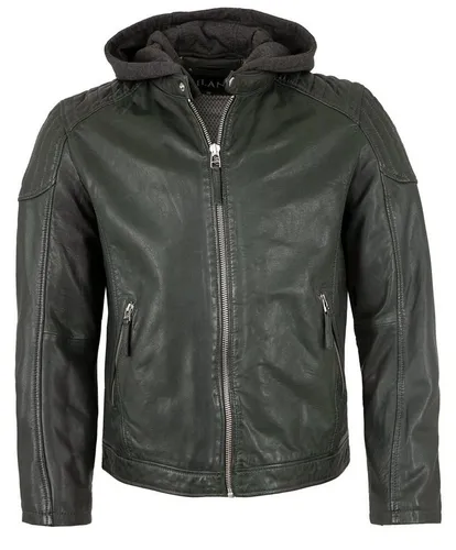Jilani Lederjacke Arrow Jilani - Herren Lederjacke Kapuze Lammnappa petrol
