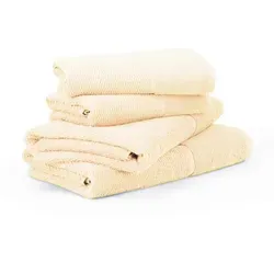 Frottana Handtuchset Pearl 4-TLG - 100% Baumwolle, Ivory - Frottiertuch Set Made in Germany, extrem flauschig mit Massageeffekt, inklusive praktischen Kordelaufhängern und schöner Perlstruktur.
