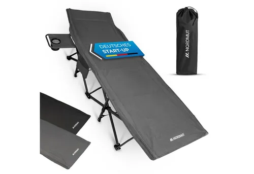 Nordmut Feldbett Kebne – Klappbett mit Matratze 190x70 cm - Das NORDMUT Feldbett Kebne vereint Komfort und Funktionalität: Faltbar, bis 200 kg belastbar, mit integriertem Nachttisch und Tragetasche. Ideal für Camping, Gästezimmer oder Festivals – für erholsame Nächte unterwegs!