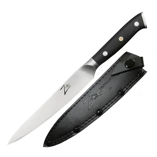 Zelite 15,2 cm Kochmesser - Profi Messer aus Deutschem Edelstahl - Kochmesser für Hobby- und Profiköche, ergonomischer Griff für müheloses Schneiden und scharfe 15-Grad-Klinge nach traditioneller Honbazuke-Methode gefertigt.