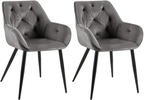 furnicato Esszimmerstuhl Cassis 2er Set dunkelgrau 81x56x58 cm