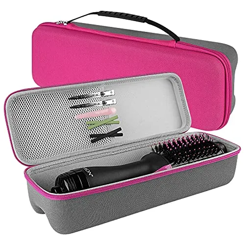 Linkidea Hartes Reiseetui für Revlon Haartrocknerbürste, Hot Tools One-Step Haartrockner und Volumizer Styler, Tragetasche für Heißluftbürsten (Rose Red)