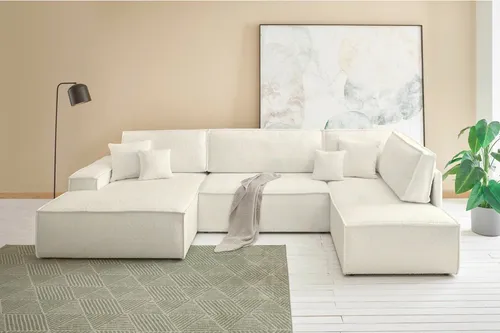OTTO home Wohnlandschaft FINNLEY Bouclé U-Form XXL 329 cm in weiß von OTTO home