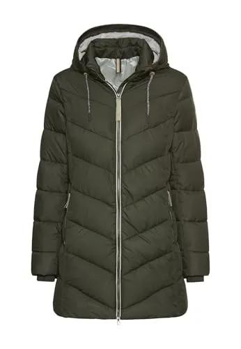 camel active Damen Wattierte Jacke mit Abnehmbarer Kapuze Waldgrün - Funktionsjacke, wasserabweisend und winddicht für optimalen Schutz, mit reflektierenden Details für Sichtbarkeit. Ideal für aktive Frauen!