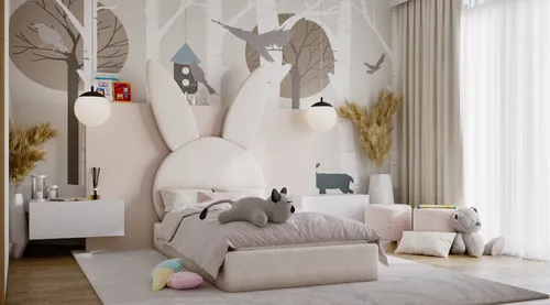 HÄSCHEN Kinderbett Polsterbett 90x200cm in Weiß - Modernes Polsterbett für Kinderzimmer, inkl. Kopfteil, pflegeleicht und stabil. Ideal für süße Träume und gemütliche Nächte!