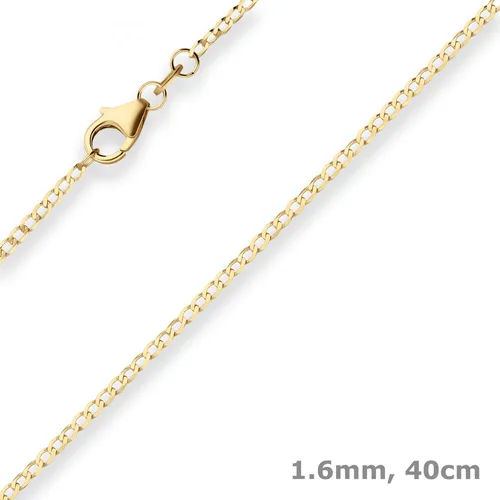 Schmuck Krone Goldkette 1,6mm Panzerkette aus 333 Gelbgold 40cm - Elegante 1,6mm Panzerkette aus 333 Gelbgold, 40cm lang. Ideal für jeden Anlass, mit glänzender Oberfläche und sicherem Karabinerverschluss. Lieferung in einem stilvollen Schmucketui.