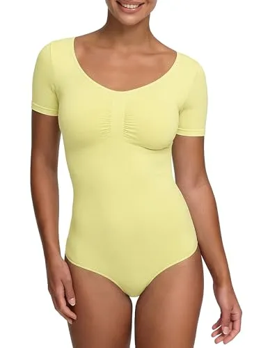 cfab T-Shirt Bodysuit Sculpting Shapewear - Figurformend in Baby Yellow, Größe M - Eleganter T-Shirt Bodysuit in modernem Baby Yellow. Aus elastischem Material gefertigt, bietet er eine figurbetonte Passform und hohen Tragekomfort für jeden Anlass.