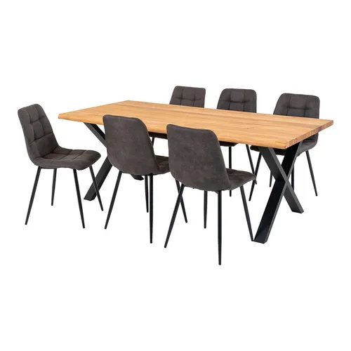 Toulon Essgruppe Esstisch 95x200cm natur mit 6 Middelfart Stühlen grau - Toulon Esstischset mit 95x200cm Esstisch in Naturfarbe und 6 eleganten Middelfart-Stühlen in Grau. Ideal für gesellige Abende und stilvolle Essbereiche. Hochwertige Materialien sorgen für Langlebigkeit und Funktionalität.