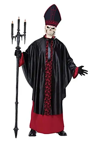 Déguisement pape lugubre squelette adulte Jadeo - Kostüm-Outfit für Erwachsene, gruseliges Pappkostüm mit hochwertiger Vinyl-Maske und Totenkopf-Details für einen unvergesslichen Auftritt auf jeder Halloween-Party.