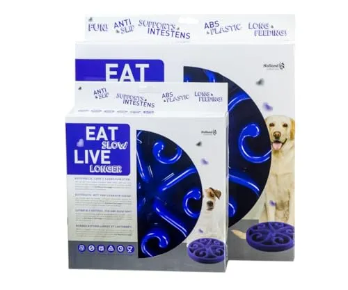 Eat Slow Live Longer Original S/M - Ø20,5 cm - Slow Feeder Hund - Antischlingnapf Hunde - Hundenapf - Slowfeeder für Hunde - rutschfest - Antischling - Blau