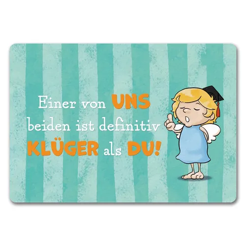 Engel Fußmatte in 35x50 cm ohne Rand mit Spruch in türkis von speecheese