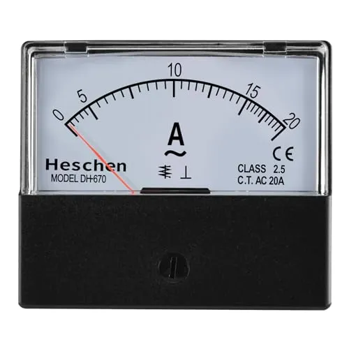 Heschen Rechteckiger Stromzähler, Amperemeter, DH-670, AC 0–20 A, Klasse 2,5, CE-gelistet