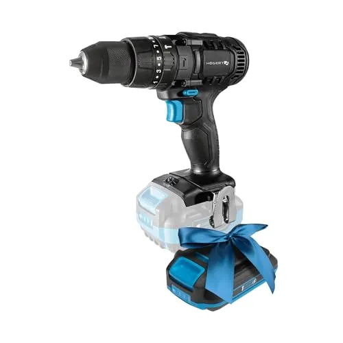 HÖGERT TECHNIK Akku-Schlagbohrschrauber 18V, 50 Nm Drehmoment, 13 mm Auto-Lock Bohrfutter, 21+1+1 Drehmomentstufen, LED-Beleuchtung, Metallgetriebe + PROMO 2,0 Ah Akku