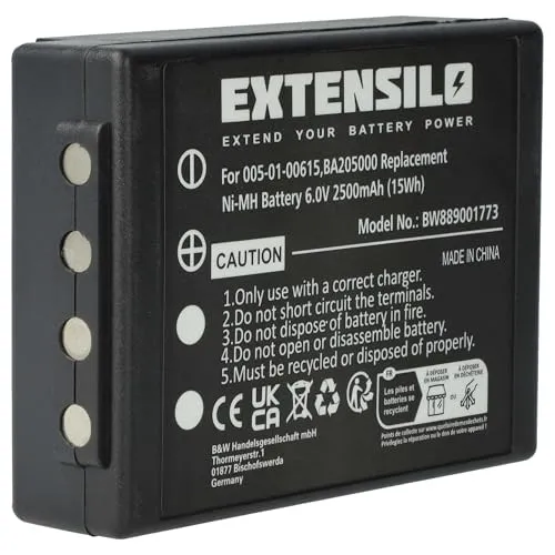 EXTENSILO Akku Ersatz für HBC BA225000, BA209062, BA209061, BA209060 für Industrie-Funkfernsteuerung Fernbedienung (2500 mAh, 6 V, NiMH) - Schwarz