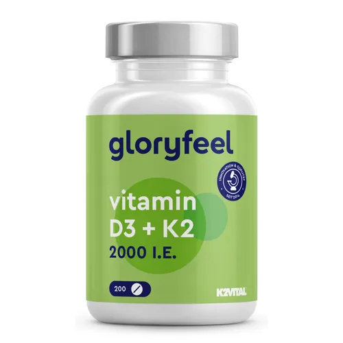 Vitamin D3 + K2 - 2.000 IE D3 + 100µg MK7 (K2VITAL® von Kappa) - 200 Tabletten