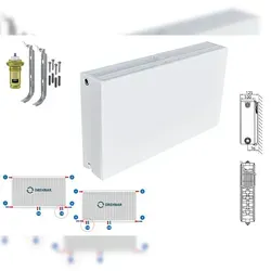 Planheizkörper Mittelanschluss Kompakt & Ventilheizkörper Typ 33 400x800 & Halte