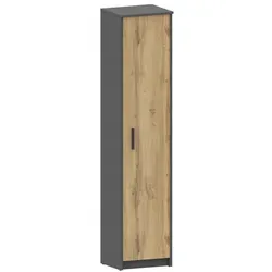 Matkam Möbel Hochregal, Anthrazit - Regal aus kratzfester, laminierter Möbelplatte mit 5 geräumigen Fächern für Büroordner. Ideal für schmale Räume wie Diele oder Wohnzimmer, inkl. Montagezubehör.