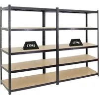 PROREGAL® Schwerlastregal MegaDeal 2 Stück TAURUS 180x120x60cm - Schwerlastregal Set mit 5 verstellbaren Fachböden und 175kg Traglast pro Ebene, ideal für Werkstätten und Garagen, schnelle und einfache Montage ohne Werkzeug.