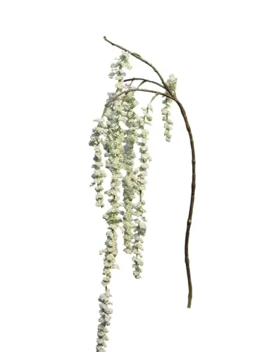 mucplants Künstlicher Amaranthus Zweig Weiß ca. 105 cm Fuchsschwanz AST Stecker Zweig Garten-Fuchsschwanz Kunstpflanze