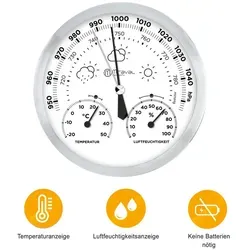 Miraval Klimamesser Design Analoge Wetterstation 130 mm, Hygrometer, Barometer, Thermometer