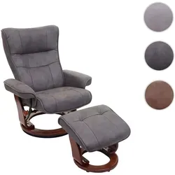 MCA Relaxsessel Montreal - Dunkelgrau, 360° drehbar & 130kg belastbar - Sessel mit gepolstertem Hocker, verstellbarer Rückenlehne und extradicker Polsterung für höchsten Komfort. Modernes Design, ideal für jedes Wohnzimmer.