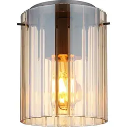 Deckenleuchte Glas amber rillen 1 flammig H 23 cm - Lampen – Elegante Deckenleuchte aus amberfarbenem Glas mit Rillen, sorgt für stimmungsvolles Licht und passt perfekt in jeden Einrichtungsstil.