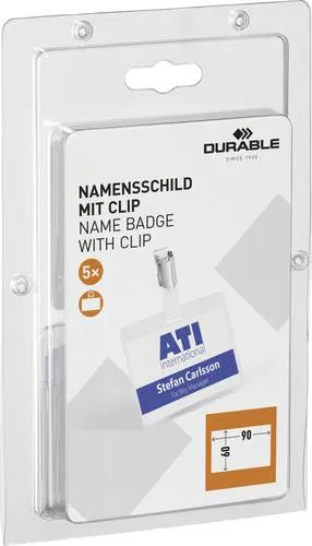 Durable 861219 Namensschild (B x H) 90mm x 60mm Clip 5St.