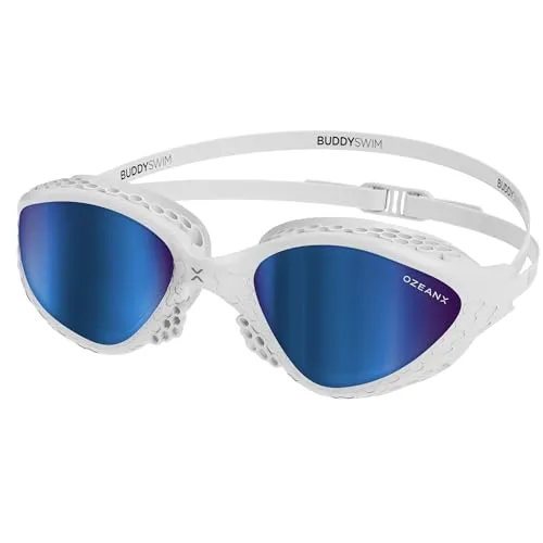 Buddyswim Schwimmbrille OzeanX. Schwimmbrille Herren mit UV400-Schutz. Antibeschlag Schwimmen Zubehör Damen. Swimming Goggles mit XVISION Panorama-Gläsern. Hydrodynamische Passform für Schwimmen.