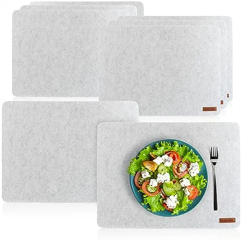 com-four® 8X Platzset abwischbar aus Filz - 44 x 32 cm Platzmatte - hitzebeständiges Tischset für 8 Personen - extra Dicke, rutschfeste Platzdeckchen, Filzunterlage (Platzmatte grau - 8 Stück)