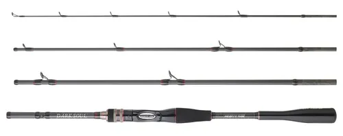 HEARTY RISE Dark Soul Travel Casting 71MH 2,15m 8-38g - Angelrute für Salzwasserangeln, 4-teilig, ideal für Hecht, Zander und Wolfsbarsch, leicht und transportabel mit nur 137 g - perfekt für Angler unterwegs!