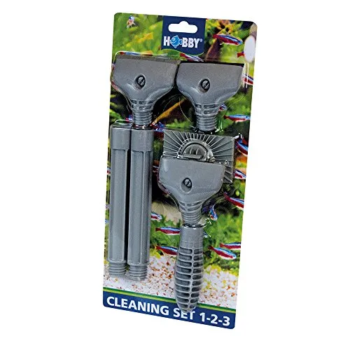 HOBBY Aquaristik Cleaning Set 1-2-3 I 10 cm Handgriff mit 2 x 15 cm Verlängerung