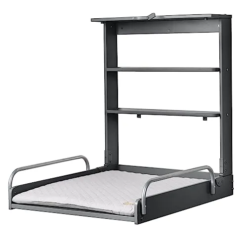 Roba Wandwickelregal roba Style, grau - Wickeltisch mit klappbarem Design, 2 Ablageflächen und platzsparend – ideal für kleine Räume. Maße: B: 66,5 cm, H: 78 cm.