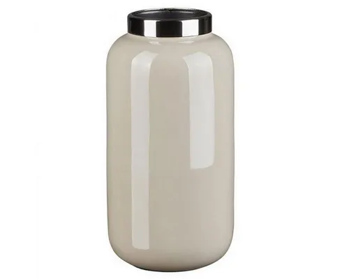 Gift Company Saigon Vase mit Metallring XS (H18 cm) - Stilvolle Blumenvase aus Sandstone/Silber, ideal für kreative Arrangements, in weiteren Größen und Farben erhältlich.