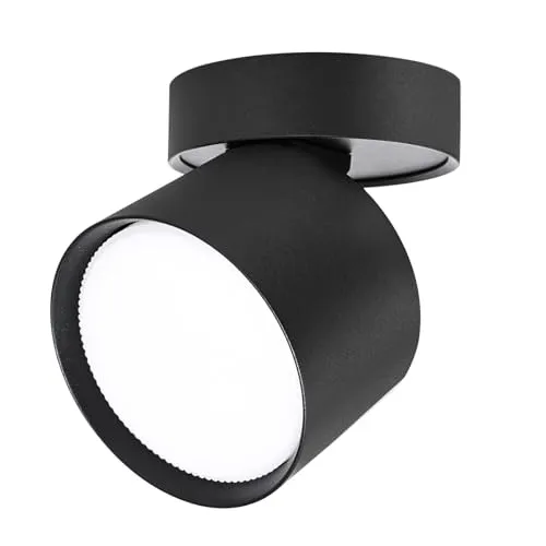 LED Aufbauspot Flach 230V Ø84x80mm Drehbar und Schwenkbar Schwarz Matt inkl. 8,5W GX53 Leuchtmittel Warmweiß 2800K 670LM Aufbaustrahler Deckenspot Deckenleuchte Aufputz