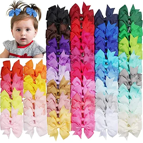 Stück 3 Zoll Haarspangen Mädchen,Baby Haarspangen mit Schleife,Weiche Ripsband Haarschleifen-Clips,Kleinkinder Haarschleifen,Schleife Haarschmuck für Kinder,Mädchen,Geschenke,40 Farben in Paaren 80