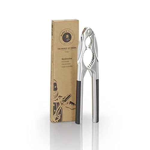 Buddy´s Blades - Nussknacker, Nussöffner, Nusszange im Edelstahl-Look, 17 cm Höhe, Silber, mit gummierten und rutschfesten Griffen
