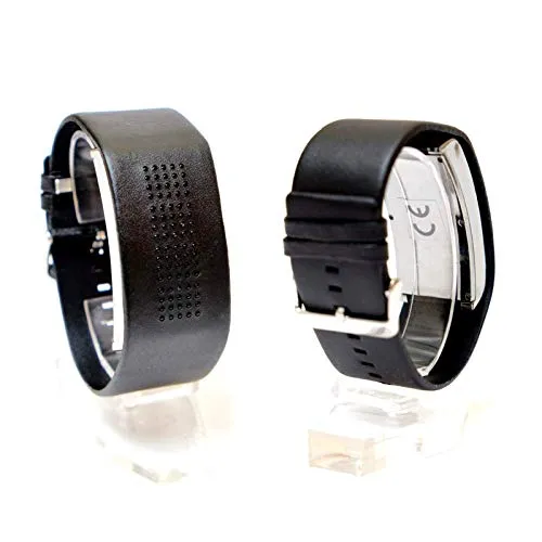 HAC24 Binäruhr Herrenuhr Schwarz Binäre Armbanduhr Herren Kunstleder Armband Uhr Digital Binär Anzeige Silikonarmband