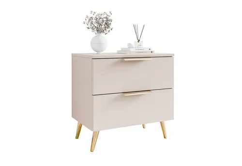 Lookway Nachttisch LINA Kaschmir 2S auf Füßen mit LED-Beleuchtung (1x Nachttisch), Breite: 55 cm