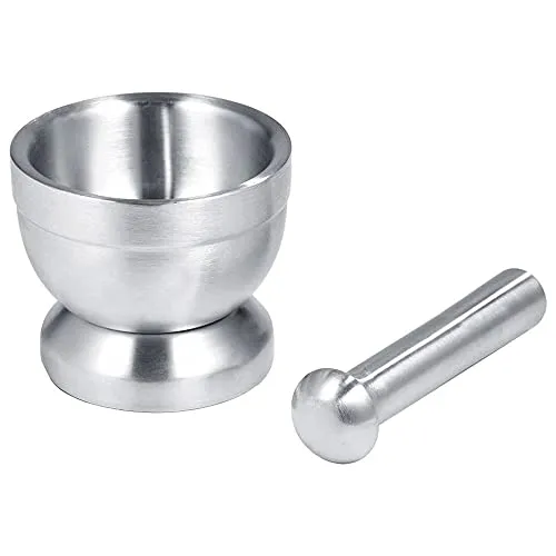 ANCLLO Edelstahl-Handstampfer, Mörser und Stößel, Set, Bohnen, Knoblauch, Gewürze, Lebensmittel, Küchenwerkzeug - Lebensmittelecht Pestle and Mortar Stainless Steel, 10cm (3.9